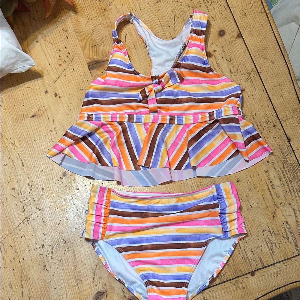 Wonder Nation Multicolor Striped Kids Bikini